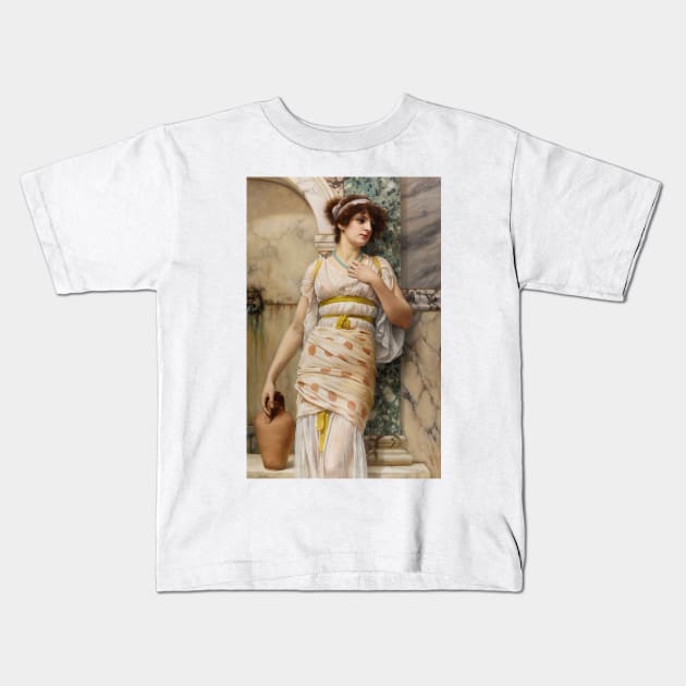 At the Fountain by John William Godward Kids T-Shirt by Classic Art Stall